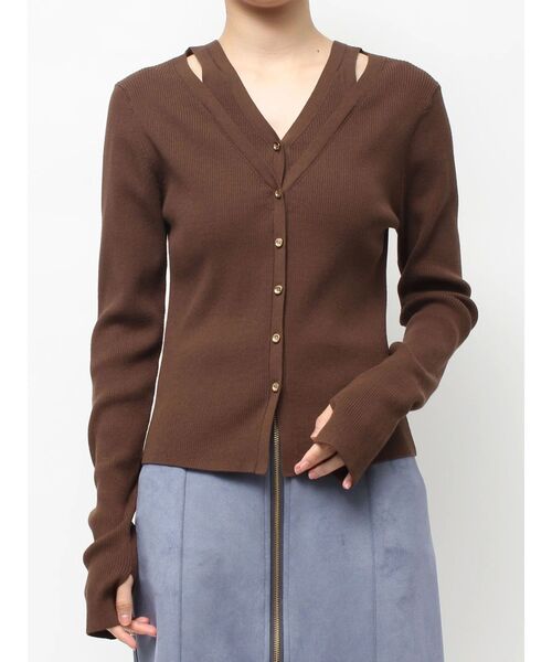 TONAL（トーナル）の「レイヤードリブニット（ニット/セーター・レディース・ライトブルー/オフホワイト/ブラウン・MEDIUM）」の11枚目の写真