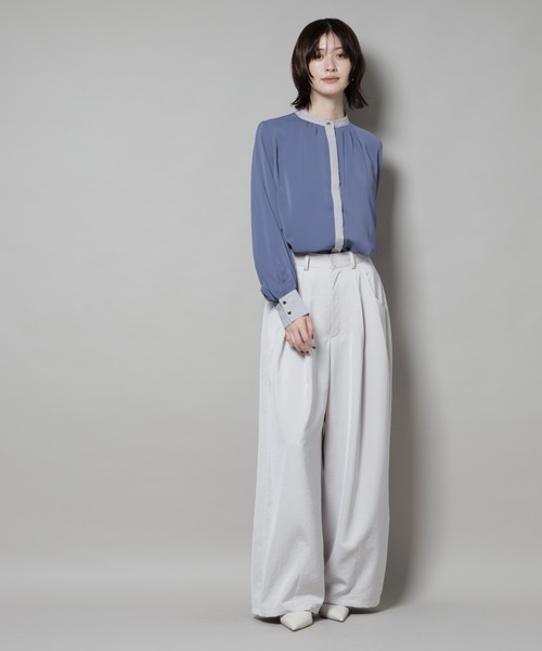 NANO universe（ナノユニバース）の「バイカラーデザインブラウス（シャツ/ブラウス・レディース・ブルー/ブラック/ホワイト・FREE）」の17枚目の写真