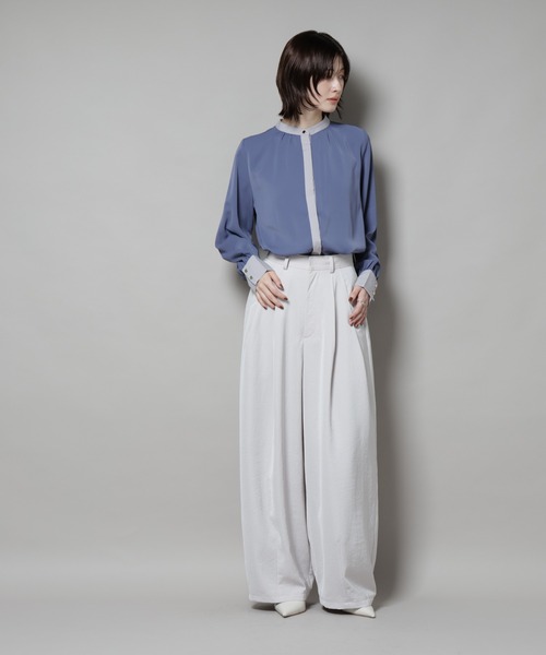 NANO universe（ナノユニバース）の「バイカラーデザインブラウス（シャツ/ブラウス・レディース・ブルー/ブラック/ホワイト・FREE）」の18枚目の写真