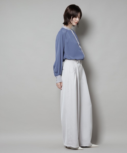 NANO universe（ナノユニバース）の「バイカラーデザインブラウス（シャツ/ブラウス・レディース・ブルー/ブラック/ホワイト・FREE）」の19枚目の写真