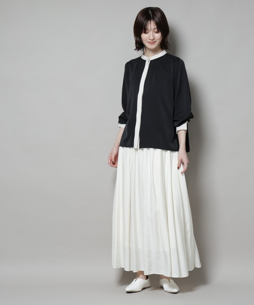 NANO universe（ナノユニバース）の「バイカラーデザインブラウス（シャツ/ブラウス・レディース・ブルー/ブラック/ホワイト・FREE）」の5枚目の写真