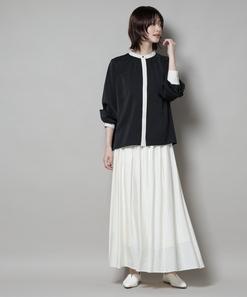 NANO universe（ナノユニバース）の「バイカラーデザインブラウス（シャツ/ブラウス・レディース・ブルー/ブラック/ホワイト・FREE）」の6枚目の写真