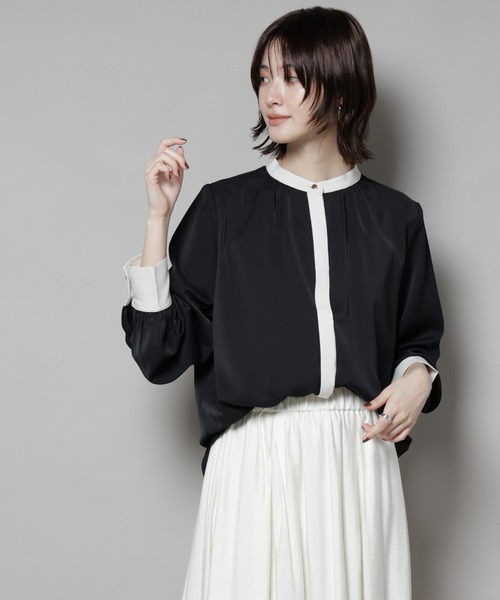 セール】バイカラーデザインブラウス（シャツ/ブラウス）｜NANO