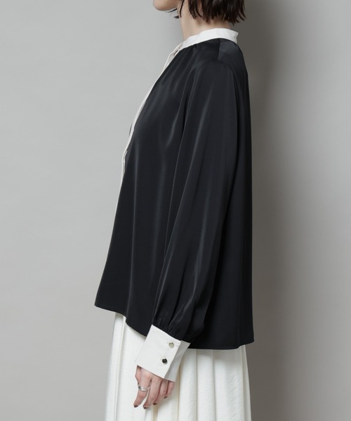 NANO universe（ナノユニバース）の「バイカラーデザインブラウス（シャツ/ブラウス・レディース・ブルー/ブラック/ホワイト・FREE）」の10枚目の写真