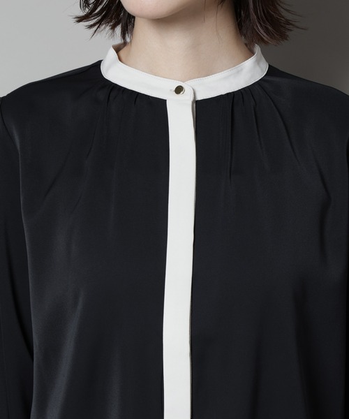 NANO universe（ナノユニバース）の「バイカラーデザインブラウス（シャツ/ブラウス・レディース・ブルー/ブラック/ホワイト・FREE）」の12枚目の写真