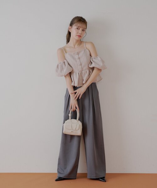 Chico(チコ)の「【新素材】2wayツイードオフショルブラウス(シャツ/ブラウス・レディース・ホワイト系その他/ピンク/ブラック・FREE)」の21枚目の写真