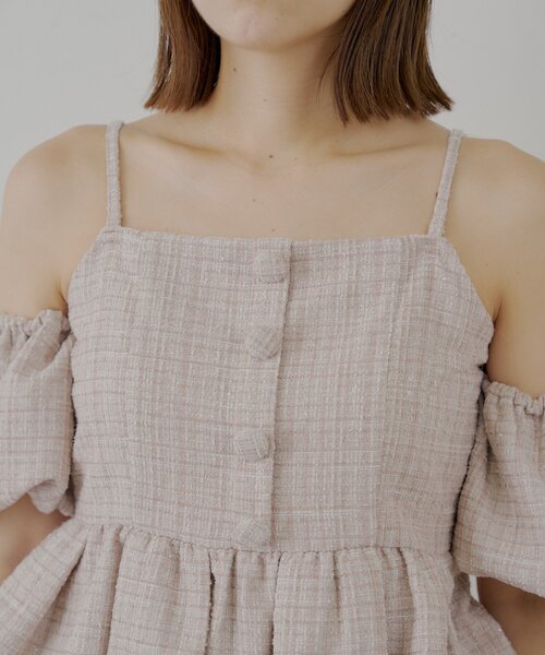 Chico(チコ)の「【新素材】2wayツイードオフショルブラウス(シャツ/ブラウス・レディース・ホワイト系その他/ピンク/ブラック・FREE)」の13枚目の写真