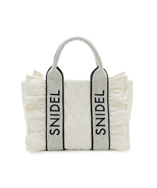 SNIDEL（スナイデル）の「フリルキルティングロゴバッグ（ハンドバッグ・レディース・ベージュ/アイボリー/ブラック・F）」の4枚目の写真