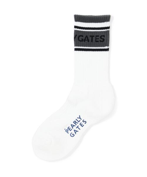 PEARLY GATES（パーリーゲイツ）の「【PEARLY GATES】ロゴラインミドルソックス (LADIES)（ソックス/靴下・レディース・ホワイト/ホワイト系その他2/ホワイト系その他4/ホワイト系その他6・FREE）」の2枚目の写真