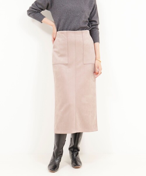 MICO COULIER(ミコクリエ)の「マシュマロスウェードタイトスカート(スカート・レディース・チャコールグレー/グレイッシュベージュ/ピンク・36/38)」の1枚目の写真