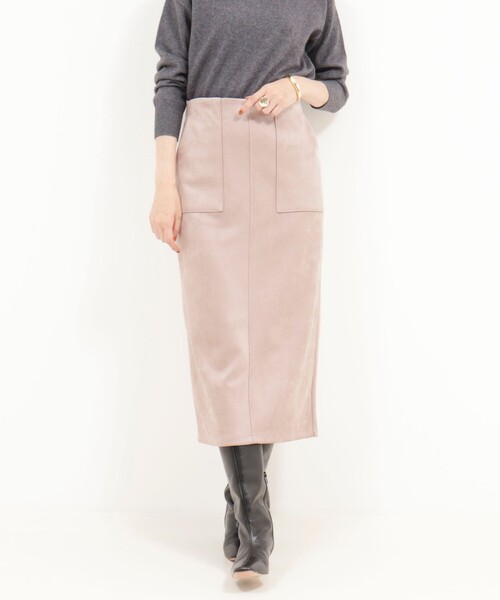 MICO COULIER(ミコクリエ)の「マシュマロスウェードタイトスカート(スカート・レディース・チャコールグレー/グレイッシュベージュ/ピンク・36/38)」の5枚目の写真