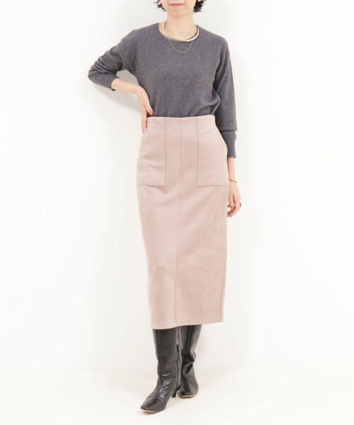 MICO COULIER(ミコクリエ)の「マシュマロスウェードタイトスカート(スカート・レディース・チャコールグレー/グレイッシュベージュ/ピンク・36/38)」の6枚目の写真
