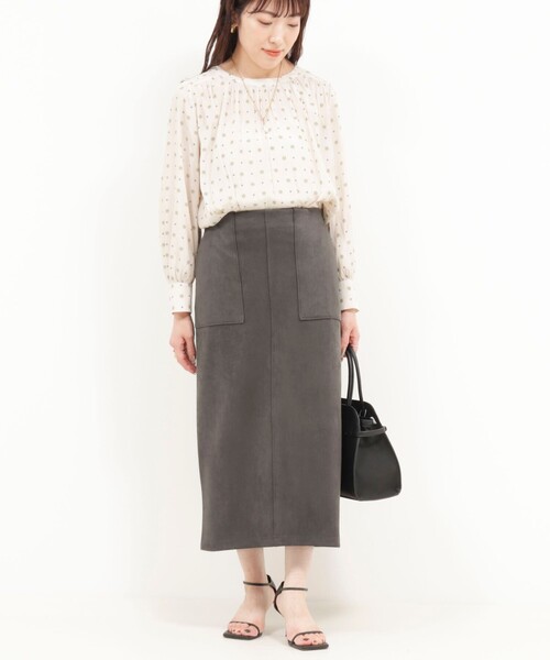 MICO COULIER(ミコクリエ)の「マシュマロスウェードタイトスカート(スカート・レディース・チャコールグレー/グレイッシュベージュ/ピンク・36/38)」の12枚目の写真