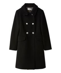 ビジュー装飾 アシンメトリックジャケット ブラック レディースのジャケット/アウター（ビジュー）ファッション通販