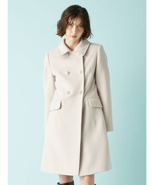 セール】[L.B CANDY STOCK]ダブルビジューミディコート（チェスター