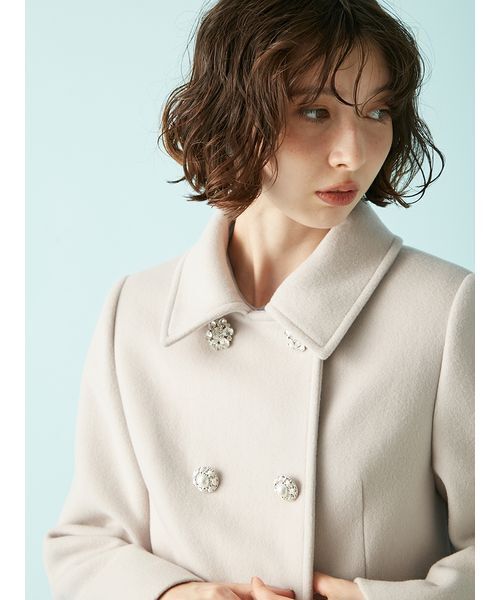 セール】[L.B CANDY STOCK]ダブルビジューミディコート（チェスター