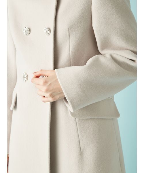 LILY BROWN（リリーブラウン）の「[L.B CANDY STOCK]ダブルビジューミディコート（チェスターコート・レディース・アイボリー/ブラック・0/1）」の9枚目の写真