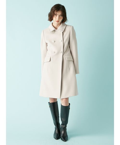 LILY BROWN（リリーブラウン）の「[L.B CANDY STOCK]ダブルビジューミディコート（チェスターコート・レディース・アイボリー/ブラック・0/1）」の13枚目の写真