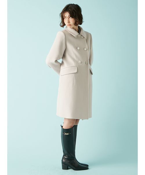 LILY BROWN（リリーブラウン）の「[L.B CANDY STOCK]ダブルビジューミディコート（チェスターコート・レディース・アイボリー/ブラック・0/1）」の15枚目の写真