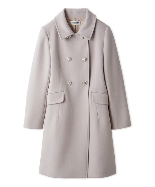 LILY BROWN（リリーブラウン）の「[L.B CANDY STOCK]ダブルビジューミディコート（チェスターコート・レディース・アイボリー/ブラック・0/1）」の19枚目の写真