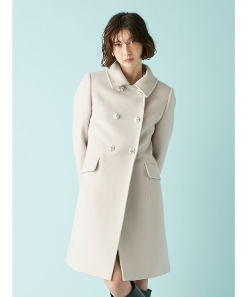 LILY BROWN（リリーブラウン）の「[L.B CANDY STOCK]ダブルビジューミディコート（チェスターコート・レディース・アイボリー/ブラック・0/1）」の20枚目の写真