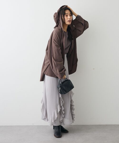 CRAFT STANDARD BOUTIQUE(クラフトスタンダードブティック)の「フーディーオーバーサイズシャツ(シャツ/ブラウス・レディース・サックスブルー/ライトベージュ/チャコールグレー・FREE)」の12枚目の写真