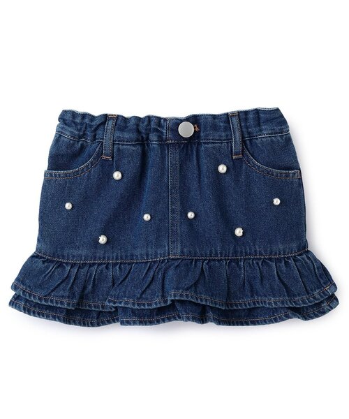 petit main(プティマイン)の「パールデニムスカパン(スカート・キッズ・サックスブルー/ブルー/ブラック・100cm/110cm/120cm/90cm/130cm/80cm)」の3枚目の写真