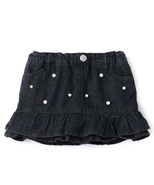 petit main(プティマイン)の「パールデニムスカパン(スカート・キッズ・サックスブルー/ブルー/ブラック・100cm/110cm/120cm/90cm/130cm/80cm)」の2枚目の写真