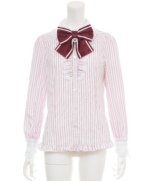 Secret Honey（シークレットハニー）の「クレリックストライプシャツ（シャツ/ブラウス・レディース・ワインレッド/ブラック・MEDIUM）」の8枚目の写真
