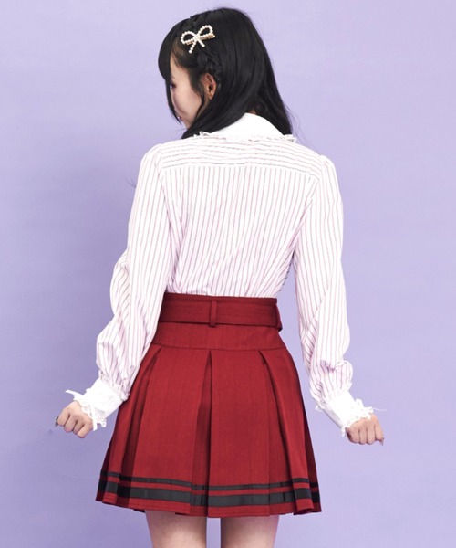 Secret Honey（シークレットハニー）の「クレリックストライプシャツ（シャツ/ブラウス・レディース・ワインレッド/ブラック・MEDIUM）」の4枚目の写真
