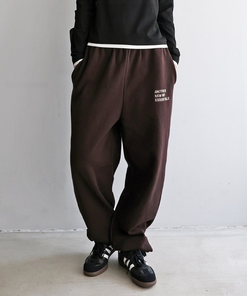 ANME（アンメ）の「裏起毛ロゴ刺繍ANMEスウェットパンツ（スウェットパンツ・レディース・ブラック/ブラウン/オフホワイト/オートミール・L/M/XXL/XL）」の3枚目の写真