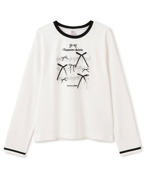 セール】リボン＆音符長袖Tシャツ♪（Tシャツ/カットソー）｜mezzo