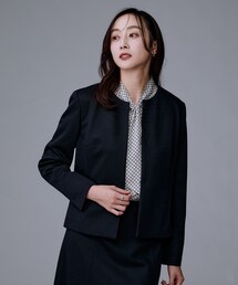 【最終価格】新品　UNTITLED 手洗い可能　ノーカラージャケット ネイビーL セール】〈手洗い可能〉FUNCTIONAL カラーレス ジャケット