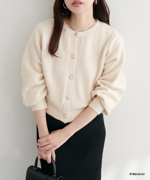 natural couture(ナチュラルクチュール)の「【miffyコラボ】miffy釦ニットカーデ(カーディガン/ボレロ・レディース・ブラウン/ピンク/ブルー/グレー/オフホワイト/グレイッシュベージュ・FREE)」の8枚目の写真