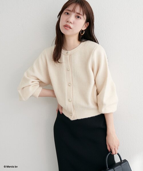 natural couture(ナチュラルクチュール)の「【miffyコラボ】miffy釦ニットカーデ(カーディガン/ボレロ・レディース・ブラウン/ピンク/ブルー/グレー/オフホワイト/グレイッシュベージュ・FREE)」の9枚目の写真