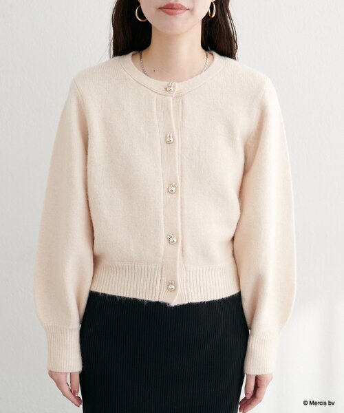 natural couture(ナチュラルクチュール)の「【miffyコラボ】miffy釦ニットカーデ(カーディガン/ボレロ・レディース・ブラウン/ピンク/ブルー/グレー/オフホワイト/グレイッシュベージュ・FREE)」の11枚目の写真