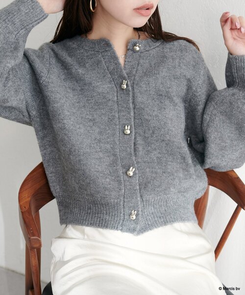 miffy style限定 ニットカーディガン gray miffyコラボ】miffy釦ニットカーデ（カーディガン/ボレロ