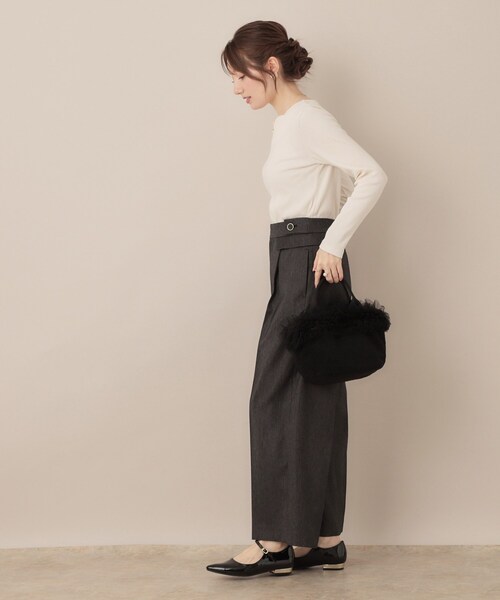 couture brooch（クチュールブローチ）の「【マシンウォッシャブル・通勤・大人可愛い】ハートネックテレコプルオーバー（Tシャツ/カットソー・レディース・オフホワイト/ブラック系2/ボルドー/ブラック・36/38/42/40）」の20枚目の写真