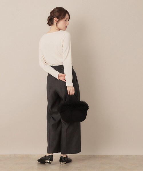 couture brooch（クチュールブローチ）の「【マシンウォッシャブル・通勤・大人可愛い】ハートネックテレコプルオーバー（Tシャツ/カットソー・レディース・オフホワイト/ブラック系2/ボルドー/ブラック・36/38/42/40）」の21枚目の写真