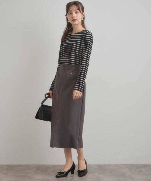 couture brooch（クチュールブローチ）の「【マシンウォッシャブル・通勤・大人可愛い】ハートネックテレコプルオーバー（Tシャツ/カットソー・レディース・オフホワイト/ブラック系2/ボルドー/ブラック・36/38/42/40）」の7枚目の写真