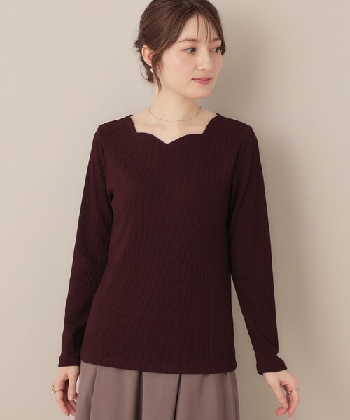 couture brooch（クチュールブローチ）の「【マシンウォッシャブル・通勤・大人可愛い】ハートネックテレコプルオーバー（Tシャツ/カットソー・レディース・オフホワイト/ブラック系2/ボルドー/ブラック・36/38/42/40）」の17枚目の写真