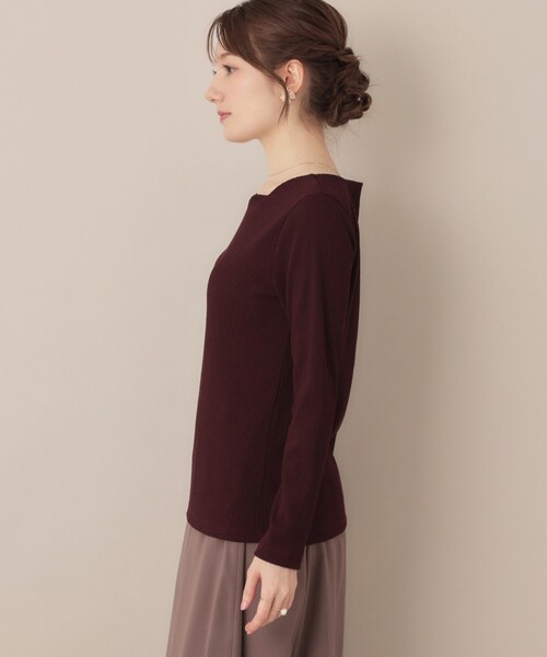 couture brooch（クチュールブローチ）の「【マシンウォッシャブル・通勤・大人可愛い】ハートネックテレコプルオーバー（Tシャツ/カットソー・レディース・オフホワイト/ブラック系2/ボルドー/ブラック・36/38/42/40）」の18枚目の写真