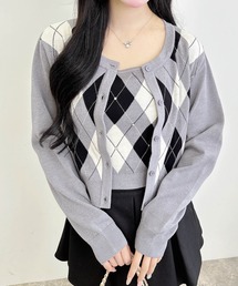 INGNI(イング)のアーガイルニットカーディガン+キャミセット(アンサンブル)