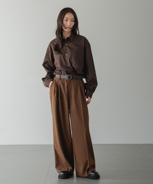 LOWRYS FARM（ローリーズファーム）の「【LFM(U)】キモウワイドタックスラックスパンツ　 601661（スラックス・メンズ・ブラウン/ブラック・MEDIUM/LARGE）」の8枚目の写真