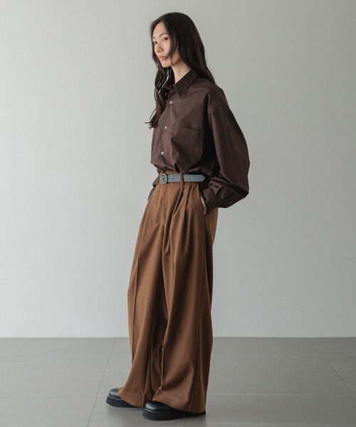 LOWRYS FARM（ローリーズファーム）の「【LFM(U)】キモウワイドタックスラックスパンツ　 601661（スラックス・メンズ・ブラウン/ブラック・MEDIUM/LARGE）」の10枚目の写真