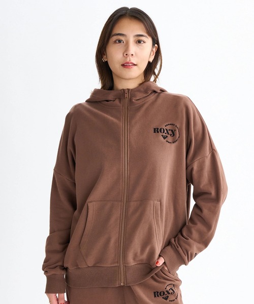 ROXY（ロキシー）の「JIVY ZIP HOODIE /ロキシーロゴワンポイントドロップショルダージップアップフーディー・パーカー（パーカー・レディース・ブラック/ナチュラル/ブラウン・SMALL/MEDIUM/LARGE）」の3枚目の写真