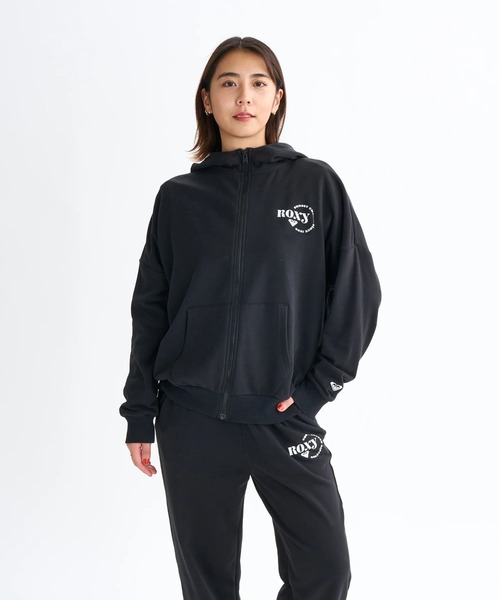 ROXY（ロキシー）の「JIVY ZIP HOODIE /ロキシーロゴワンポイントドロップショルダージップアップフーディー・パーカー（パーカー・レディース・ブラック/ナチュラル/ブラウン・SMALL/MEDIUM/LARGE）」の6枚目の写真