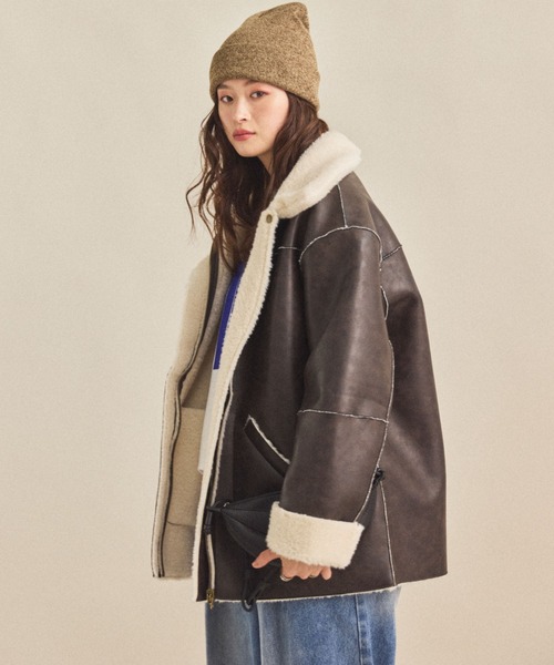 MIRROR STOKE（ミラーストーク）の「【ZOZO限定】BOA REVERSIBLE MOUTON JACKET/ボアリバーシブルムートンジャケット（その他アウター・レディース・ダークブラウン/カーキ・MEDIUM）」の17枚目の写真