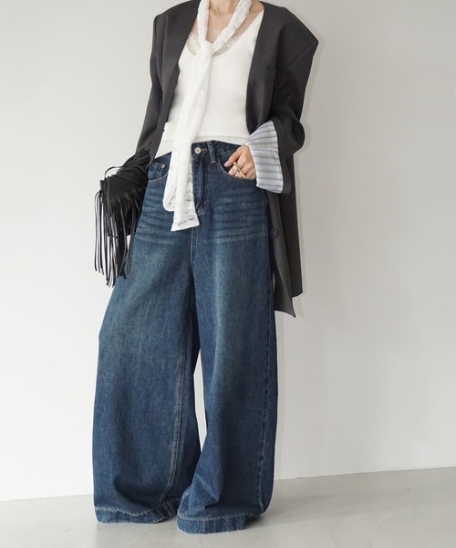 chuclla（チュクラ）の「ハイウェストワイドデニムパンツ chw25a083（デニムパンツ・レディース・ブルー・S/M/L）」の2枚目の写真