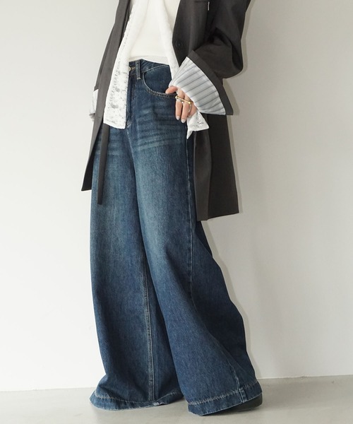 chuclla（チュクラ）の「ハイウェストワイドデニムパンツ chw25a083（デニムパンツ・レディース・ブルー・S/M/L）」の5枚目の写真